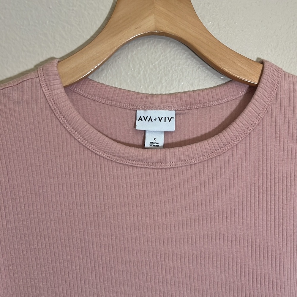 Ava & Viv Light Pink Ribbed T-Shirt - Picture 2 of 8